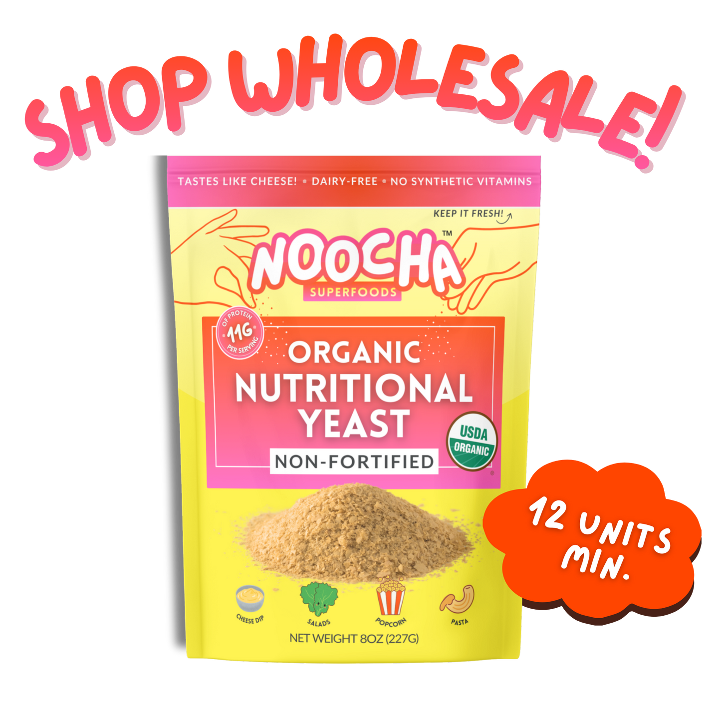 nutritional yeast without fortification

organic nutritional yeast seasoning

clean label nutritional yeast

non fortified nutritional yeast flakes

dairy free cheese flavor seasoning

organic vegan popcorn topping

plant based cheese sprinkle

vegan savory seasoning flakes